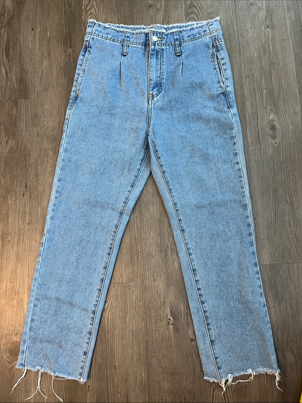 MOMOKROM Straight Leg Jeans in Light Blue Wash